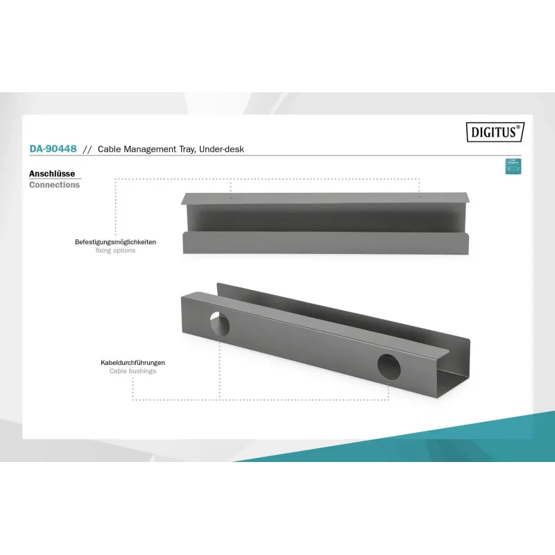 Kanał stalowy DIGITUS do organizacji okablowania montaż | PartsPC.pl