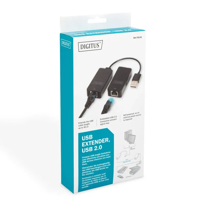 Przedłużacz/Extender DIGITUS USB 2.0 po skrętce Cat.5e/6 | PartsPC.pl