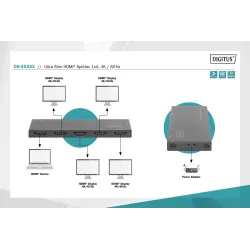 Rozdzielacz (Splitter) DIGITUS Ultra Slim HDMI 1x4, 4K | PartsPC.pl