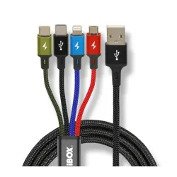 Kabel USB iBOX multi 4w1: 2x USB-C, micro USB, Ligtning | PartsPC.pl
