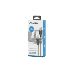 Kabel USB 2.0 Lanberg USB-A(M)- USB-B(M) 1,8m czarny | PartsPC.pl