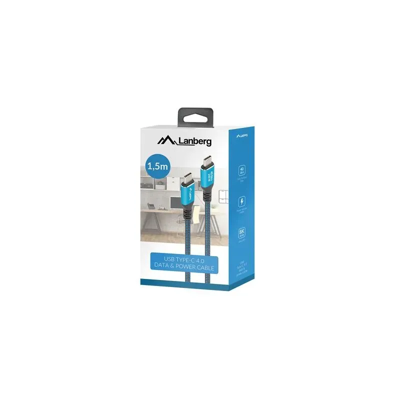 Kabel Lanberg USB-C M/M USB4 1,5m 240W 8K 60Hz | PartsPC.pl