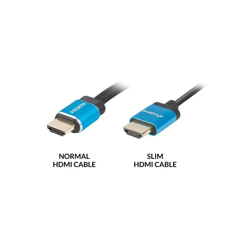 Kabel HDMI Lanberg M/M v2.0 1m 4K slim czarno-niebieski | PartsPC.pl