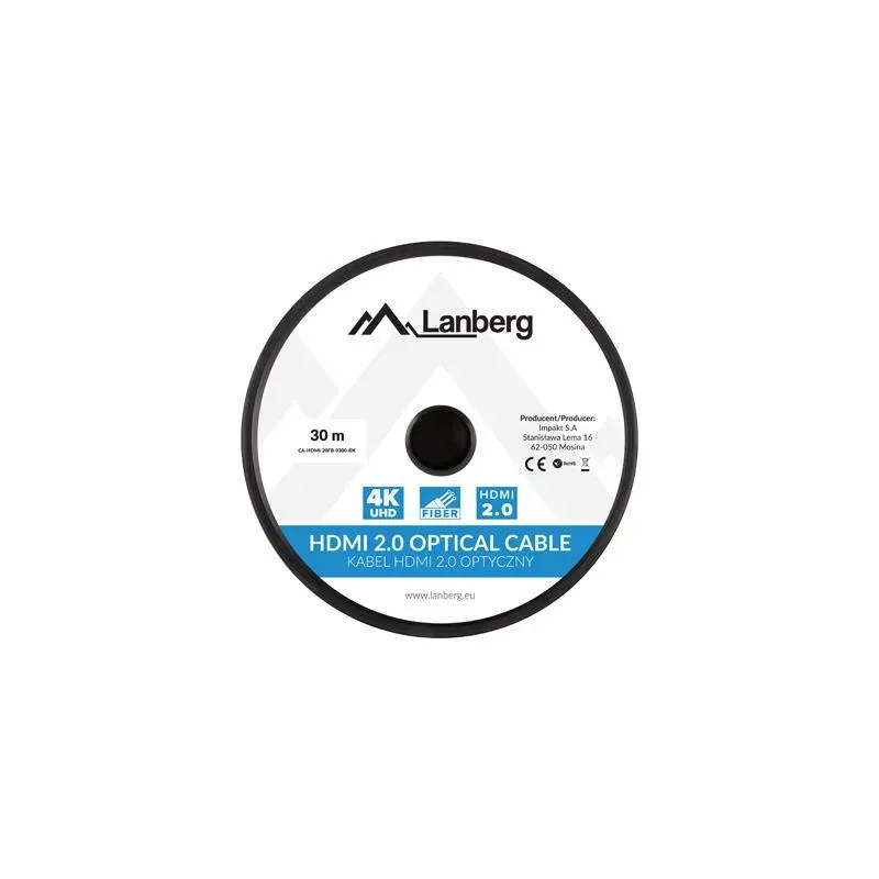 Kabel HDMI Lanberg M/M v2.0 30m czarny optyczny AOC | PartsPC.pl