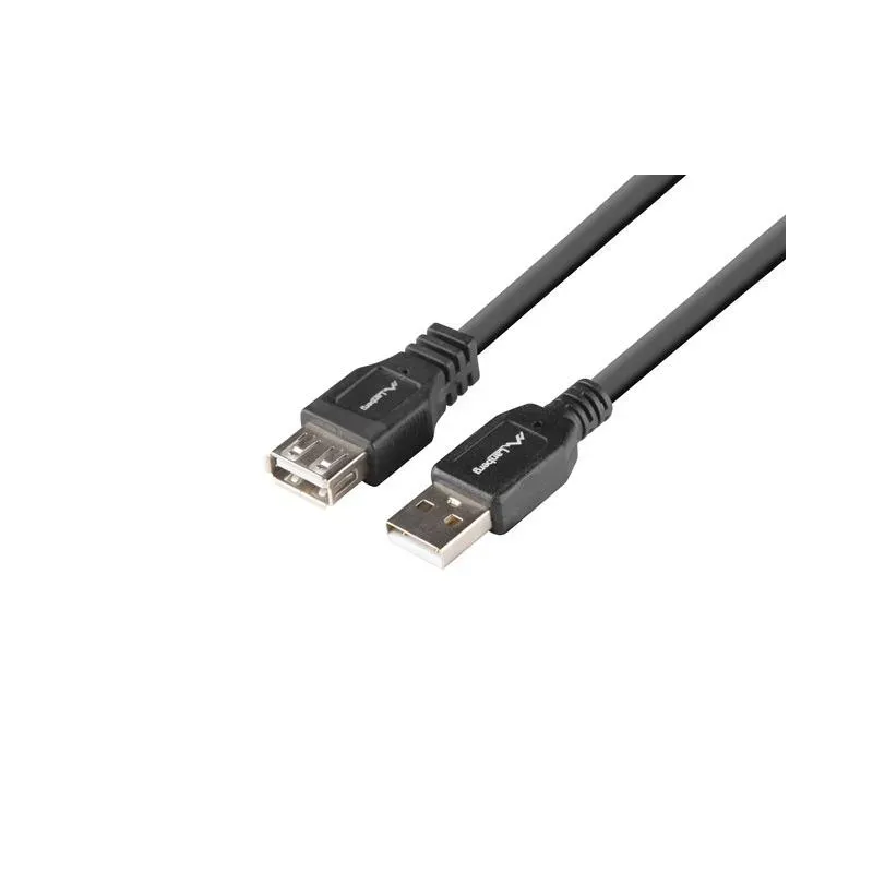 Przedłużacz USB-A Lanberg M/F 2.0 1.8m czarny box | PartsPC.pl