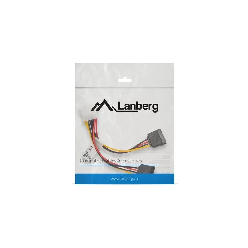 Kabel zasilający Lanberg Molex(M) - 2x SATA(F) 0,15m | PartsPC.pl