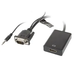 Kabel adapter Lanberg VGA (M) + Audio - HDMI (F) 0,2m | PartsPC.pl