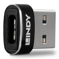 Adapter USB 2.0 LINDY Typ A na Typ C czarny | PartsPC.pl
