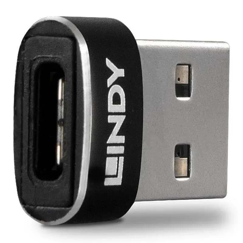 Adapter USB 2.0 LINDY Typ A na Typ C czarny | PartsPC.pl