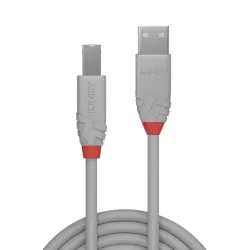 Kabel USB 2.0 LINDY Type A/B M/M Anthra Line 2m szary | PartsPC.pl
