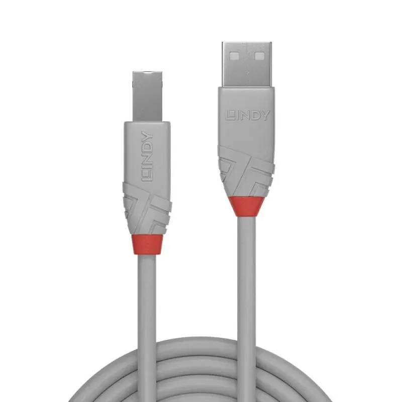 Kabel USB 2.0 LINDY Type A/B M/M Anthra Line 2m szary | PartsPC.pl