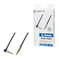Kabel audio stereo LogiLink CA11100 3,5 mm, M/M, 1m, kąt | PartsPC.pl