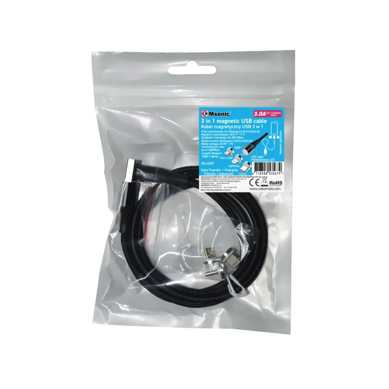 Kabel USB 2.0 Msonic MLU657 3A 3w1 Mircro USB/USB | PartsPC.pl