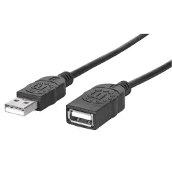 Kabel / przedłużacz Manhattan USB2.0 A-A M/F 1,8m czarny | PartsPC.pl