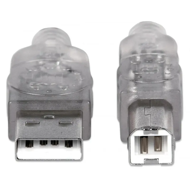Kabel USB Manhattan USB 2.0 A-B M/M, 1,8m, srebrny | PartsPC.pl