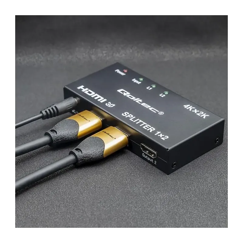 Rozdzielacz aktywny Qoltec Splitter 2 x HDMI 4K x 2K | | PartsPC.pl