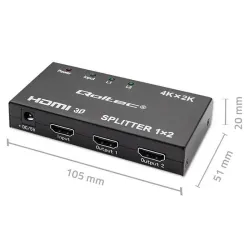 Rozdzielacz aktywny Qoltec Splitter 2 x HDMI 4K x 2K | | PartsPC.pl