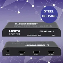 Rozdzielacz aktywny Qoltec Splitter 2 x HDMI 4K x 2K |... | PartsPC.pl