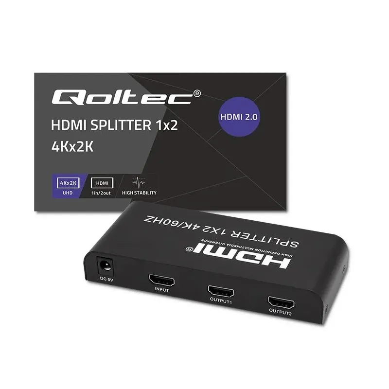 Rozdzielacz aktywny Qoltec Splitter 2 x HDMI 4K x 2K |... | PartsPC.pl