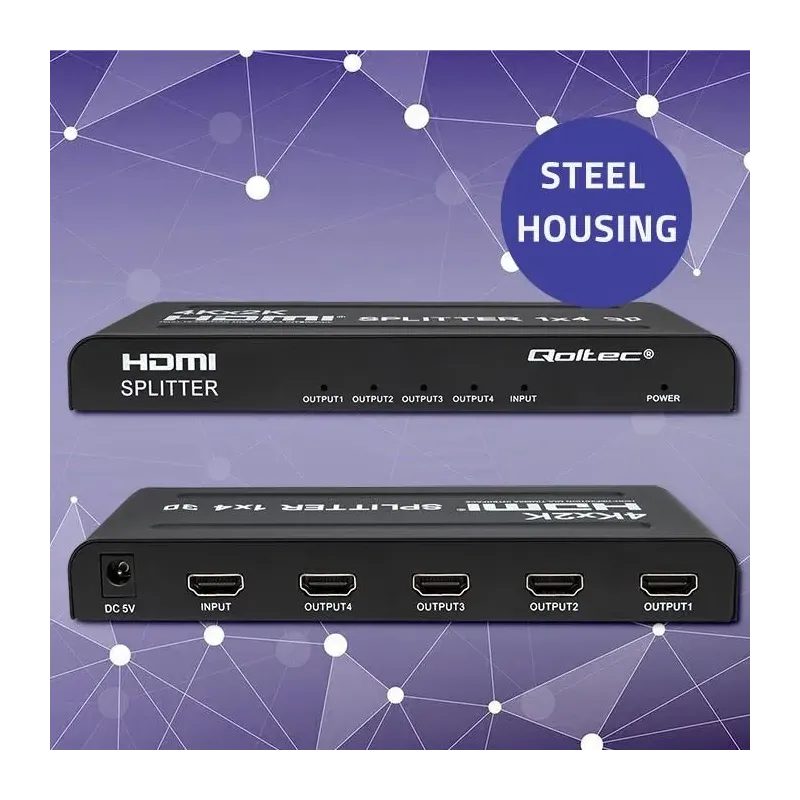 Rozdzielacz aktywny Qoltec Splitter 4 x HDMI 4K x 2K |... | PartsPC.pl