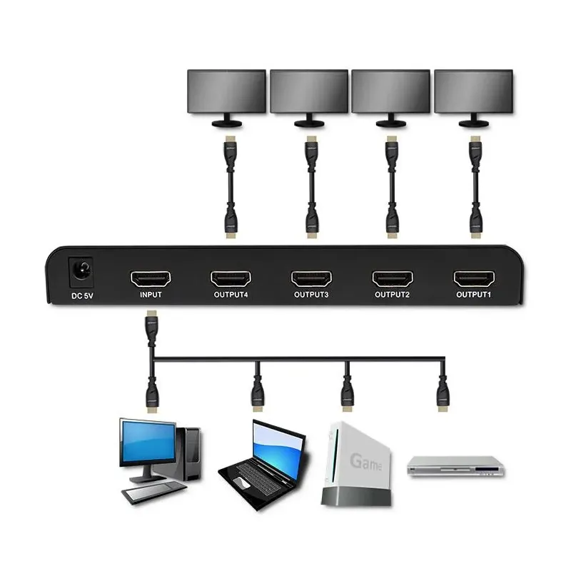 Rozdzielacz aktywny Qoltec Splitter 4 x HDMI 4K x 2K |... | PartsPC.pl