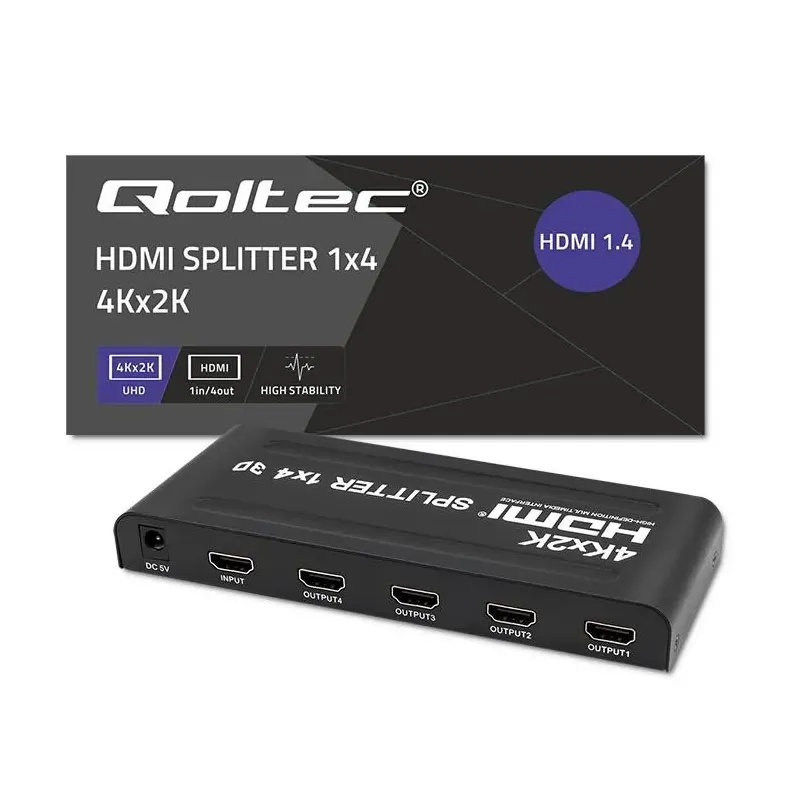Rozdzielacz aktywny Qoltec Splitter 4 x HDMI 4K x 2K |... | PartsPC.pl