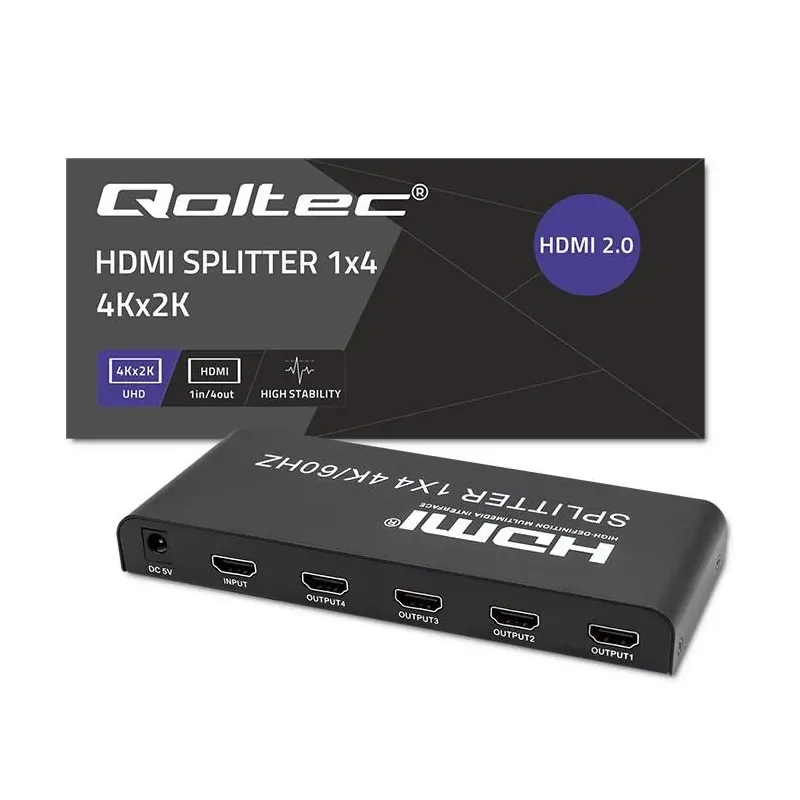 Rozdzielacz aktywny Qoltec Splitter 4 x HDMI 4K x 2K | | PartsPC.pl