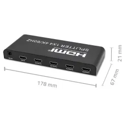 Rozdzielacz aktywny Qoltec Splitter 4 x HDMI 4K x 2K | | PartsPC.pl
