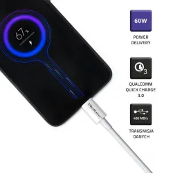 Kabel USB Qoltec 2.0 typ C | USB 2.0 typ C 60W | QC 3.0 | PartsPC.pl