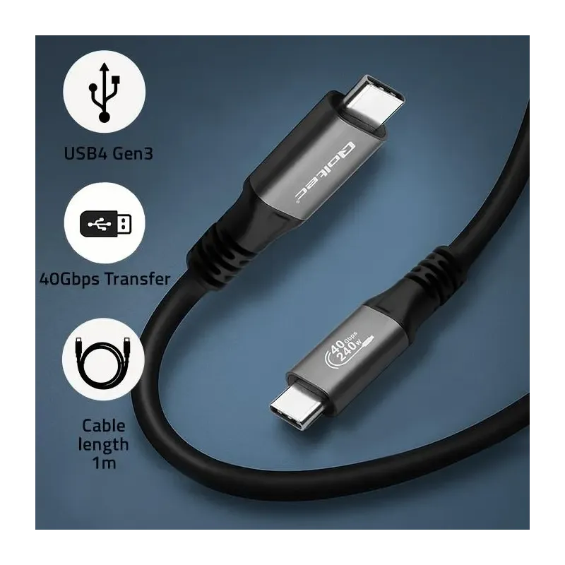 Kabel USB4 Qoltec USB-C PD 240W | Thunderbolt 3/4 | 4K | | PartsPC.pl