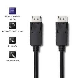 Kabel DisplayPort v1.2 Qoltec męski | DisplayPort v1.2 | PartsPC.pl