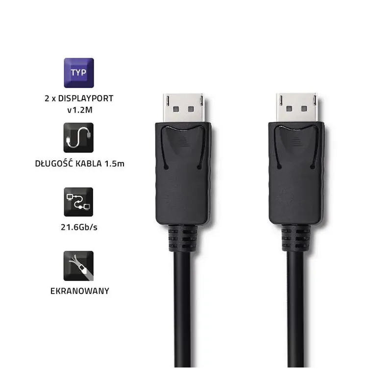 Kabel DisplayPort v1.2 Qoltec męski | DisplayPort v1.2 | PartsPC.pl