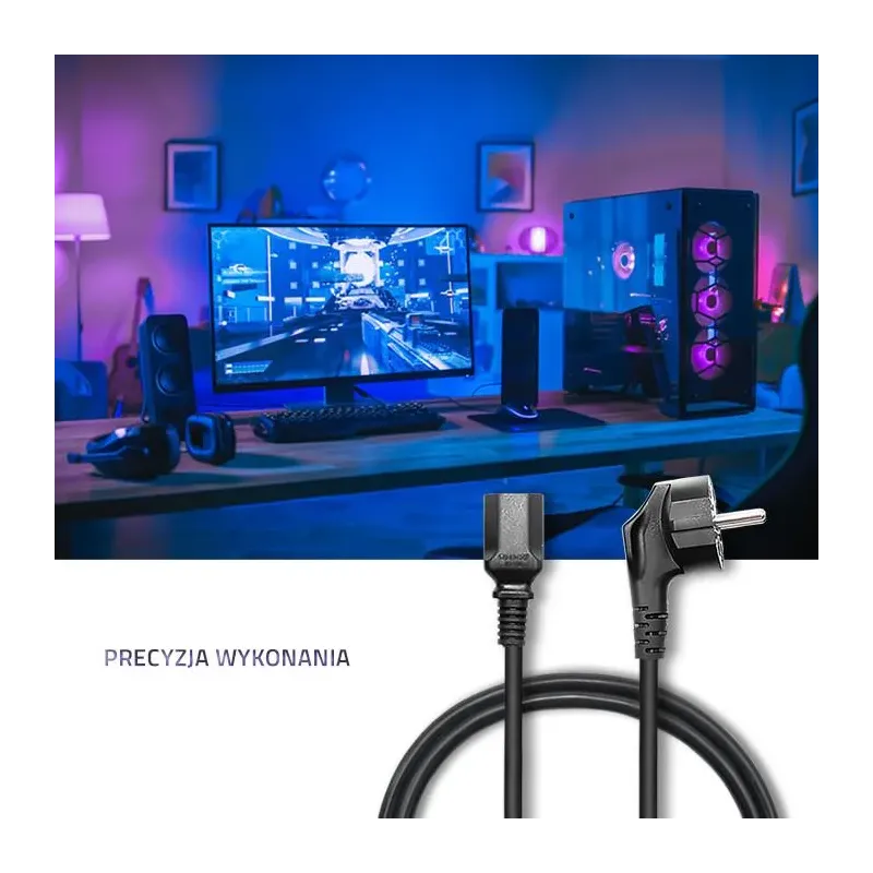 Kabel zasilający Qoltec IEC C13/SCHUKO | 3x0.75mm2 | 1.5m | PartsPC.pl