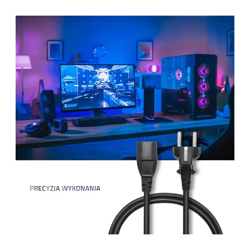 Kabel zasilający Qoltec IEC C13/SCHUKO | 3x0.75mm2 | 1.8m | PartsPC.pl