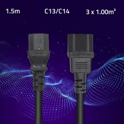 Kabel zasilający Qoltec do UPS | IEC C13/C14 | 3x1.0mm2 | PartsPC.pl