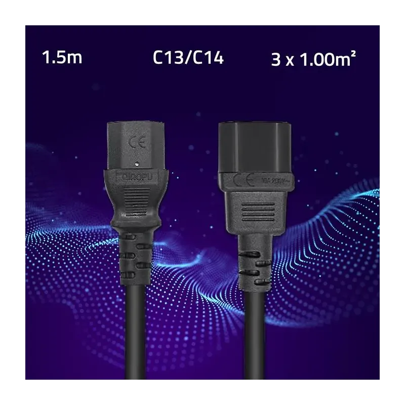Kabel zasilający Qoltec do UPS | IEC C13/C14 | 3x1.0mm2 | PartsPC.pl