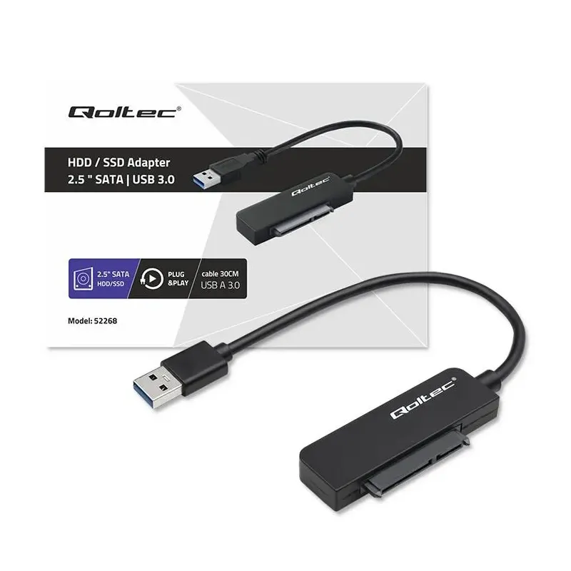 Kabel adapter Qoltec SATA | Przejściówka na dysk SSD HDD | PartsPC.pl