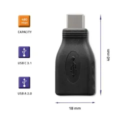 Adapter Qoltec USB-C 3.1 | USB 2.0 - Adaptery/Konwertery | PartsPC.pl