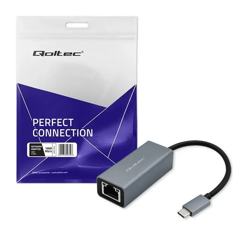 Kabel adapter Qoltec USB-C na RJ45 Ethernet | 1000Mb/s | | PartsPC.pl