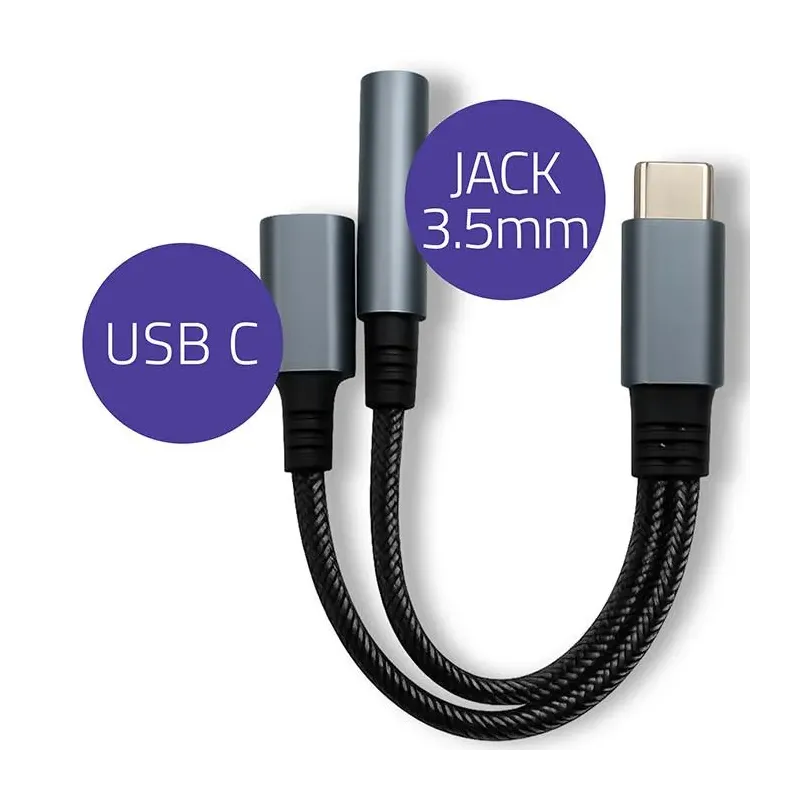 Kabel adapter Qoltec 2w1 USB-C - USB-C + Jack 3.5mm, PD | PartsPC.pl