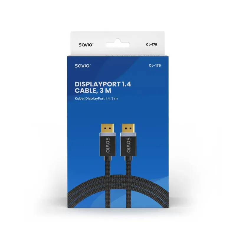 Kabel DisplayPort v1.4 Savio CL-176 (M/M), 8K, 3m, | PartsPC.pl