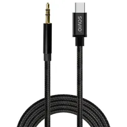 Kabel adapter Savio CL-187 USB-C do Mini Jack 3.5mm 1m | PartsPC.pl
