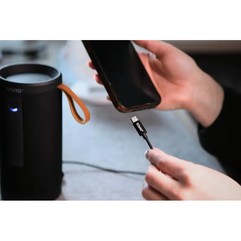 Kabel adapter Savio CL-187 USB-C do Mini Jack 3.5mm 1m | PartsPC.pl