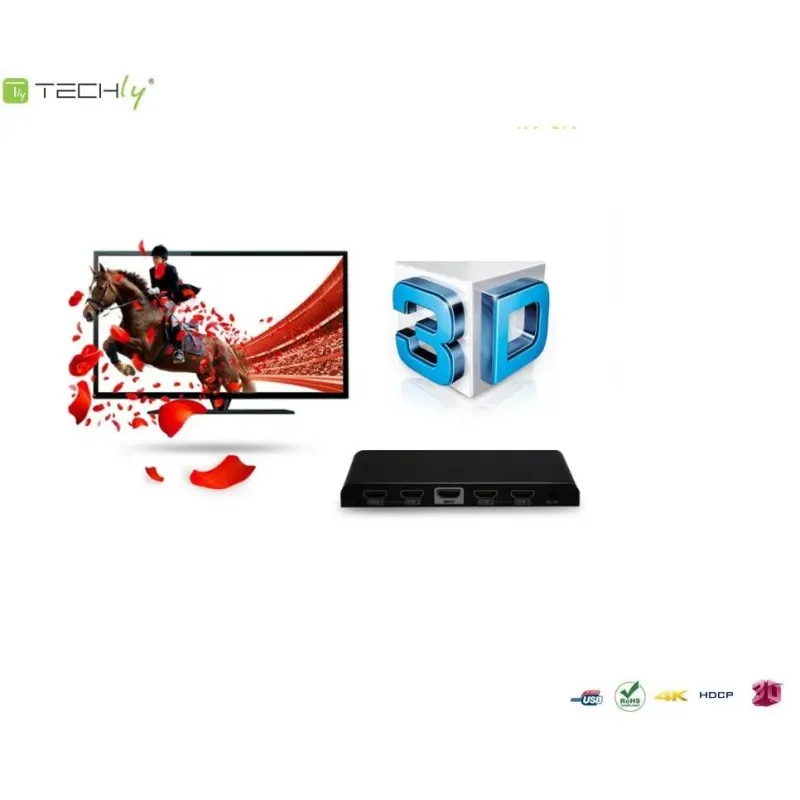 Rozdzielacz / Splitter Techly AV HDMI 2.0 1/4 Ultra HD | PartsPC.pl