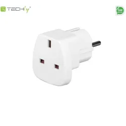 Adapter wtyku zasilania Techly A-FLAZASUKWH UK/EU, biały | PartsPC.pl