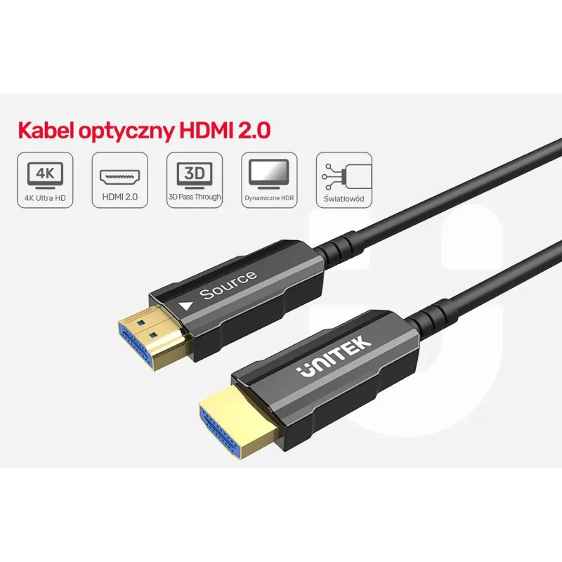 Kabel HDMI Unitek C11072BK-15M 2.0 AOC 4K 60Hz 15m | PartsPC.pl