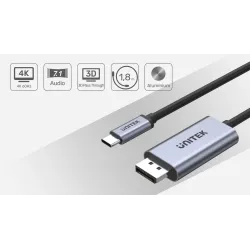 Kabel adapter Unitek V1409A USB-C - DP 1.2 4K@60Hz, 1,8m | PartsPC.pl
