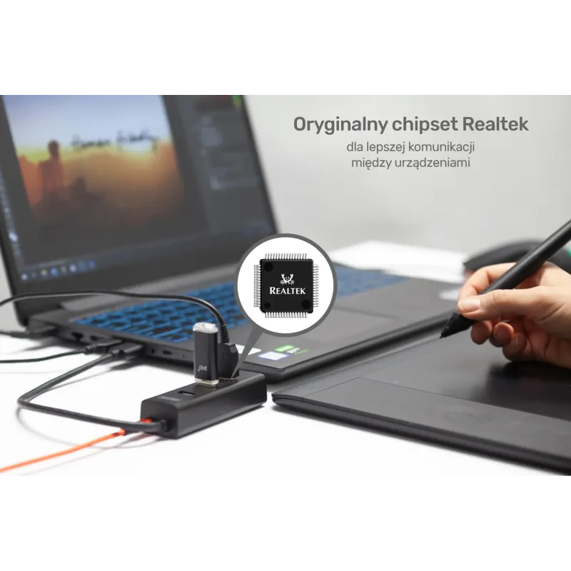 Hub USB Unitek Y-3089 4xUSB 3.0 czarny | PartsPC.pl