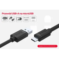 Kabel Unitek Y-C454GBK USB 2.0 - microUSB M/M 0.5m | PartsPC.pl
