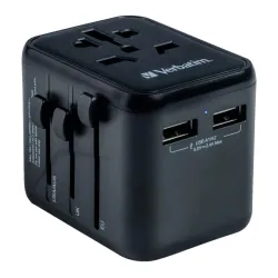 Adapter podróżny Verbatim UTA-01 globalny 2xUSB 12W | PartsPC.pl